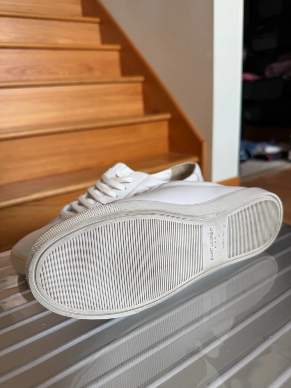 *Andy Sneakers*Saint Laurent White Leather Low-Top Sneakers